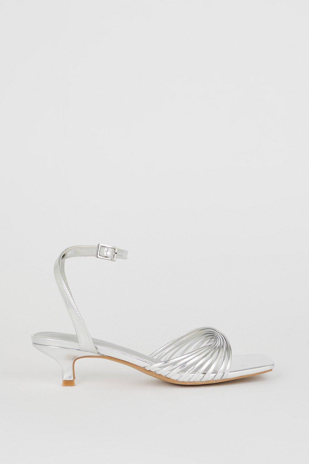 Metallic kitten hot sale heel sandals